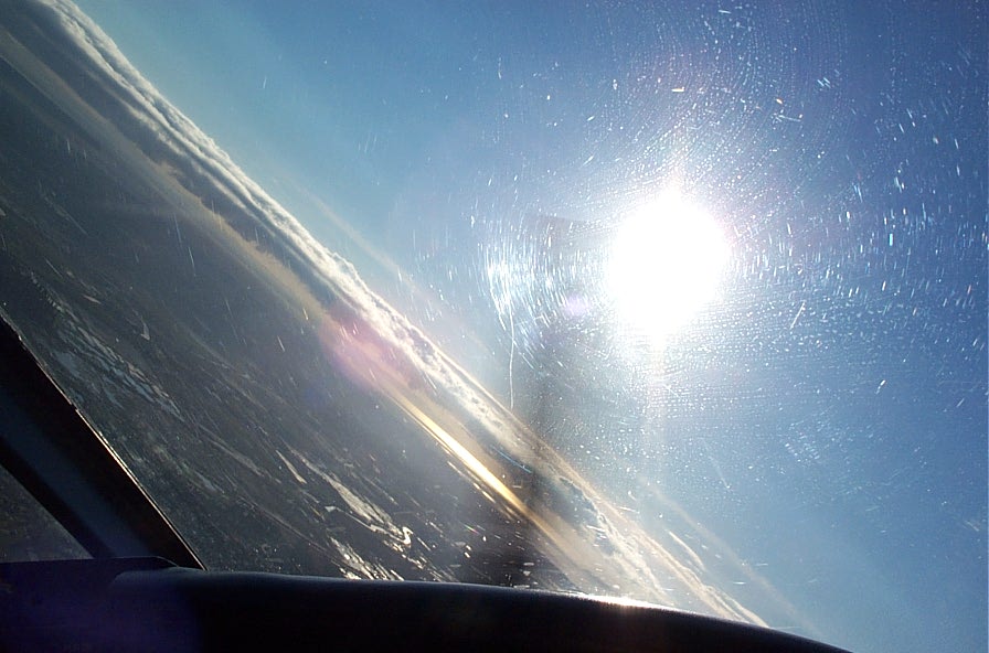 Pilot Gerry Unger executing a steep turn over Surrey, Langley Flying School